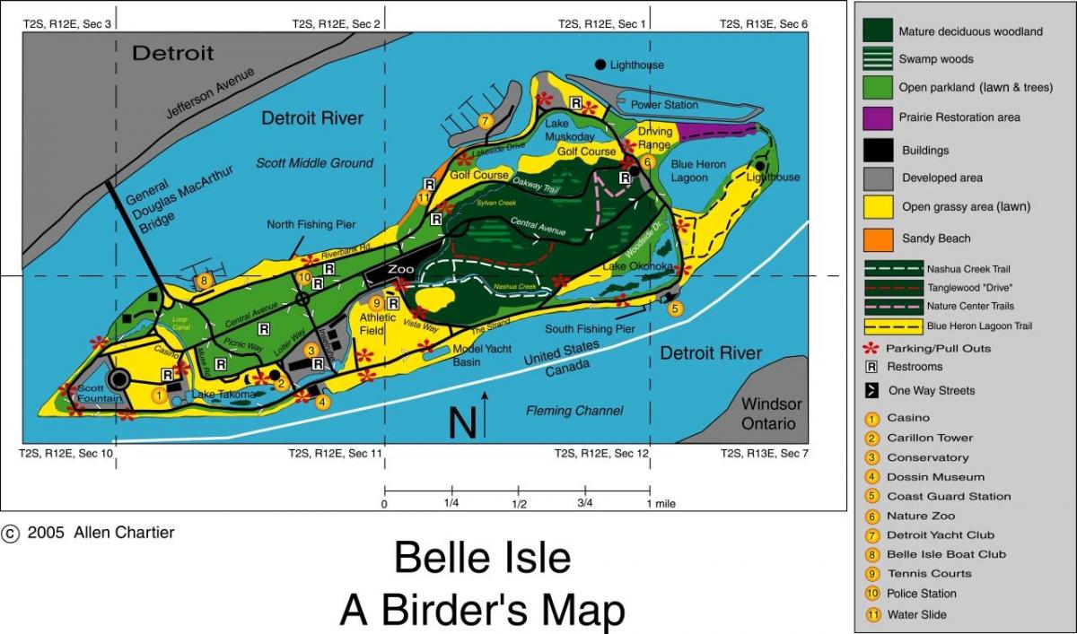地図Belle Isleデトロイト