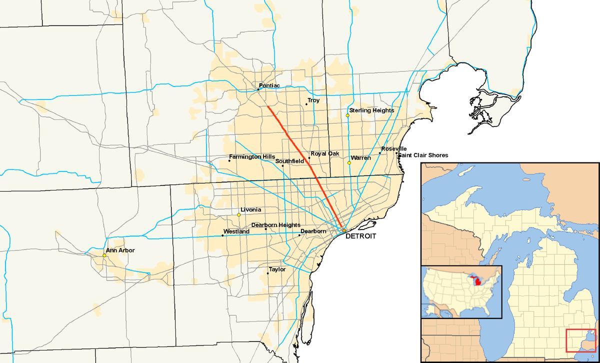 デトロイト市町村の地図