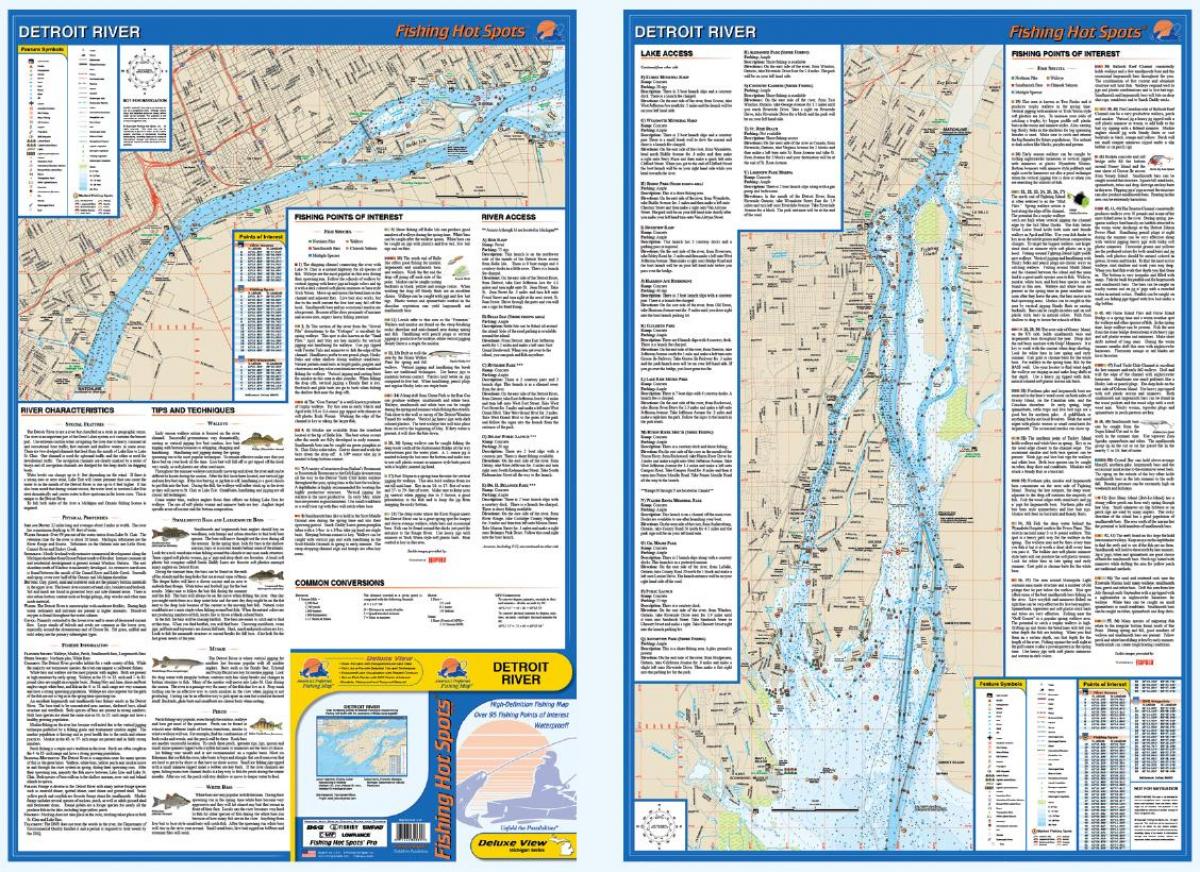 デトロイトでの川釣りの地図 デトロイト川地図 ミシガン アメリカ