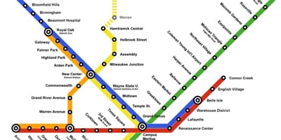 デトロイト列車を地図