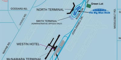 Dtw駐車場を地図